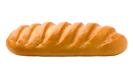 bread, long loaf, isolated on white background, clipping path, full depth of field