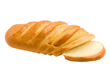 bread, long loaf, isolated on white background, clipping path, full depth of field