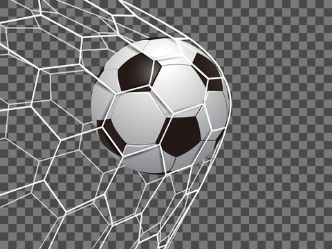 Soccer ball in net on a transparent background – stock vector