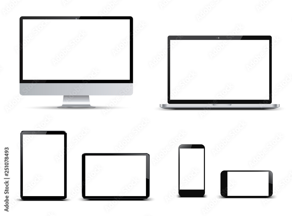 Poster Set technology devices with empty display - stock vector