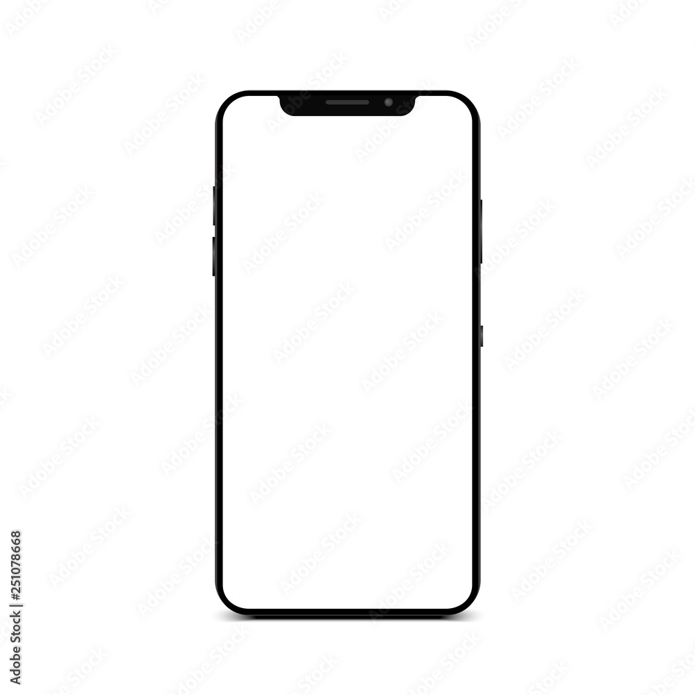 Poster black smartphone with white empty touch screen - stock vector