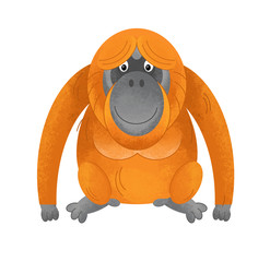 cartoon scene with monkey orangutan on white background - illustration for children © agaes8080