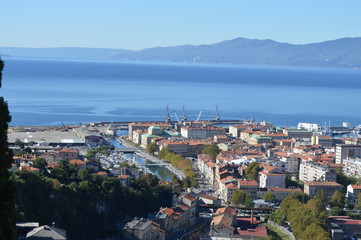 Naklejka na ściany i meble Panorama photo of Rijeka on a sunny day