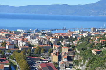 Naklejka na ściany i meble Panorama photo of Rijeka on a sunny day