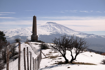 Nelson Obelisk In Winter Nebrodi Park, Sicily