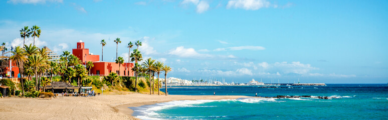 Panorama Benalmadena town. Malaga, Spain - obrazy, fototapety, plakaty