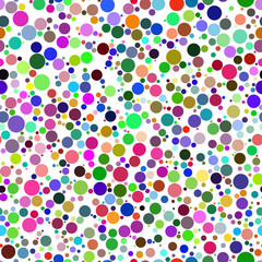Abstract seamless pattern of circles of different sizes in various colors