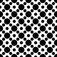 Black round seamless pattern. Polka dot background. Vector illustration.
