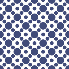 Blue round seamless pattern. Polka dot background. Vector illustration.