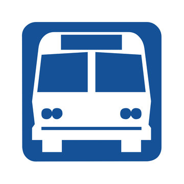 Blue bus symbol pictogram