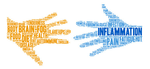 Inflammation Word Cloud on a white background.  - obrazy, fototapety, plakaty