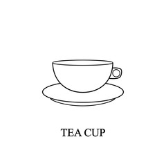 Tea cup isolated on white background.  Mug of hot herbal drinks. Breakfast time. Vector flat icon