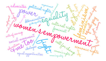 Women's Empowerment Word Cloud on a white background. 