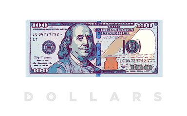 100 Dollars money comics paper banknotes of USA - vector business art illustration