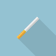 Vintage cigarette isolated on background. Tobacco. Smoke problem concept. Vector flat design