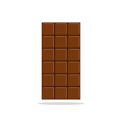 Chocolate bar isolated on white background. Cacao yummy snack. Vector flat design