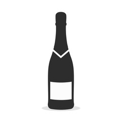 Champagne glass bottle isolated on background. Wine icon. Holiday, party elements. Alcohol drink. Vector flat illustration
