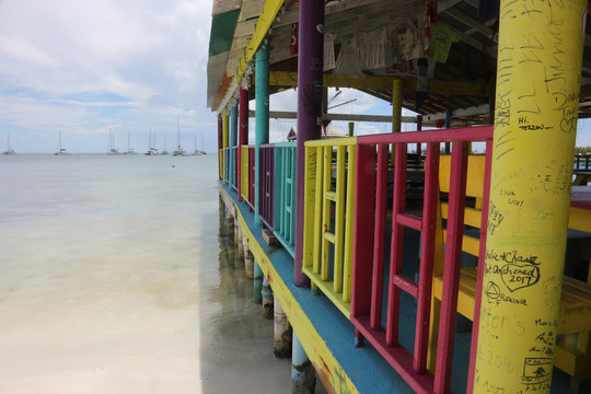 Colorful Deck On The Island Of Anegada In The British Virgin Islands