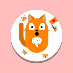 Cat face character with eyes isolated on background. Kitten head icon. Pretty cute sweet animal. Pet emoticon.