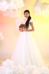 Lovely Asian Beautiful Woman bride white wedding
