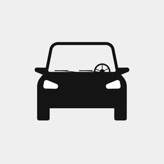 Black auto isolated on white background. Car, automobile icon. Business sedan. Vector flat design