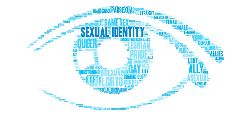 Sexual Identity Word Cloud on a white background. 