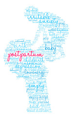 Fototapeta na wymiar Postpartum Word Cloud