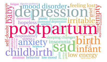 Fototapeta premium Postpartum Word Cloud on a white background. 