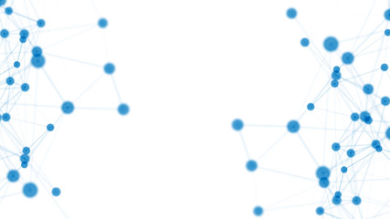 Network illustration isolated on white background. Connected blue circles -