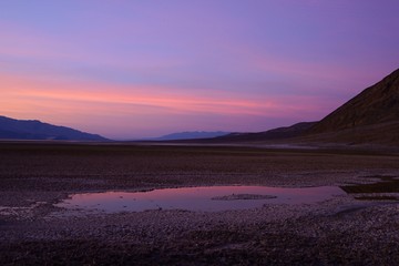 Sunset view over Badwater Basin, Death Valley National Park