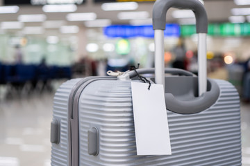 Luggage holder tag blank label on suitcase / baggage put letter 