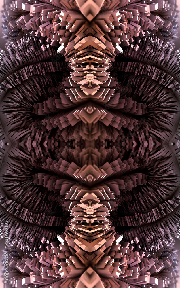 Poster abstract artistic colorful 3d computer generated illustration of unique fractal pattern artwork.