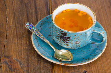 Hot vitamin drink with delicious orange sea buckthorn