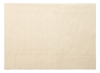 Brown napkin isolate on white background. Top view.