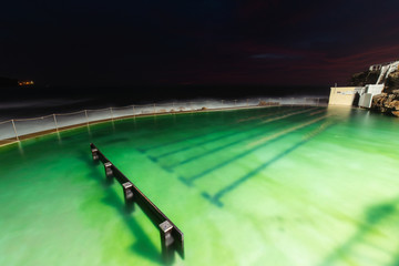 Empty Bronte rock pool at night