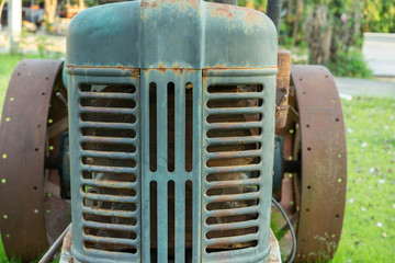 Fototapeta na wymiar Backgrounds Old tractor green