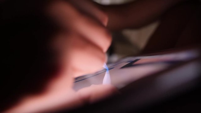 Designer Woman Drawing on Digital Tablet Gadget Screen Using Stylus Pen. 4K Closeup.