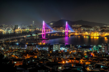 Busan Harbor Bridge at night
