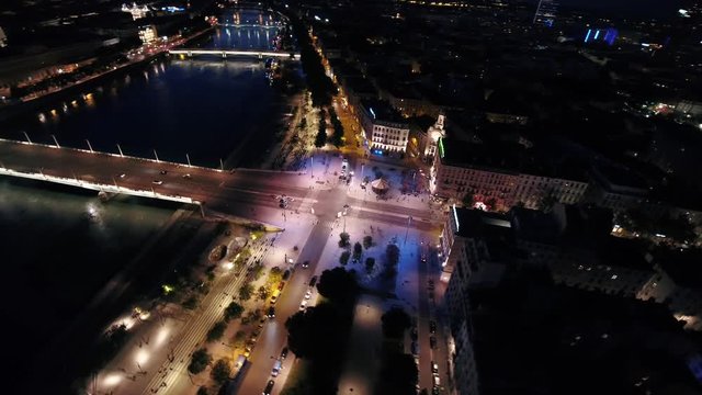 Aerial France Lyon June 2018 Night 30mm 4K Inspire 2 Prores  Aerial video of downtown Lyon in France at night