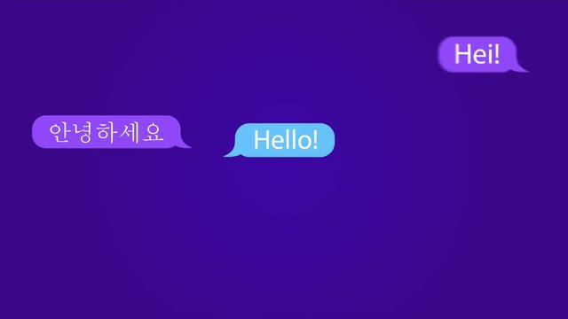 Speech Bubbles with the Word Hello in Different Languages. Welcome 4K Animated Background.