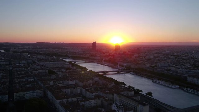 Aerial France Lyon June 2018 Sunrise 30mm 4K Inspire 2 Prores  Aerial video of downtown Lyon in France at sunrise