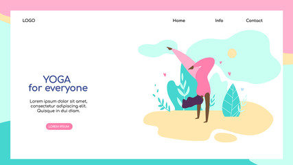 Plus Size Young Woman Doing Yoga Asana on Nature.