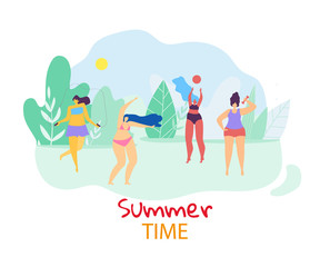 Group of Happy Woman Playing and Relaxing Openair