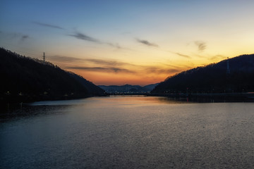 nakdong river at sunset
