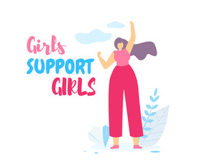 Girls Support Girls Banner with Beautiful Woman