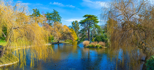 Beacon Hill Park panorama during the spring in Victoria, Canada