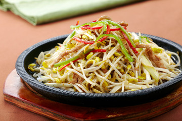 Delicious Chinese cuisine, shredded bean sprouts