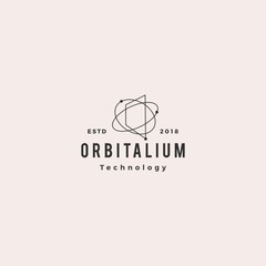 orbital tech logo hipster vintage retro vector icon illustration