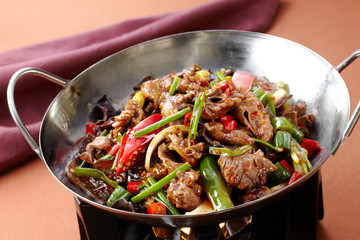 Delicious Chinese cuisine, spicy fried meat