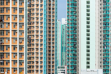 Naklejka premium Exterior of public house building in Hong Kong